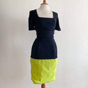 Preen Thornton Bregazzi Black Neon Draped Bodycon Dress XS